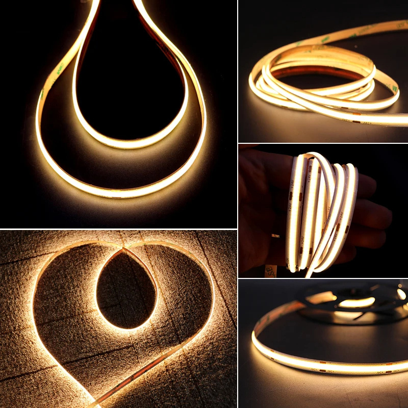 Factory Wholesale COB Led Strip Light CE RoHs IP20 8mm Width 12V 24V 3000K 4000K 6500K Warm Nature White flexible strip light