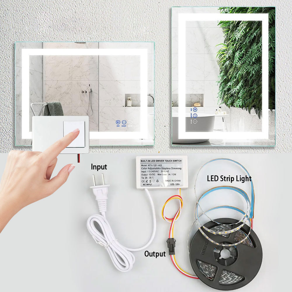 Cheap Defogger 12V 3A 60W One Key One Color Selected LED Dimmer Mirror Touch Sensor Switch