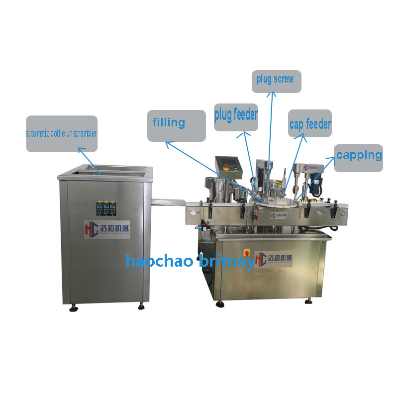 Shanghai haochao Automatic 5ml 10ml Eye Drop Bottle Filling Capping And Labeling Machine Chubby Gorilla Bottle Filling Line