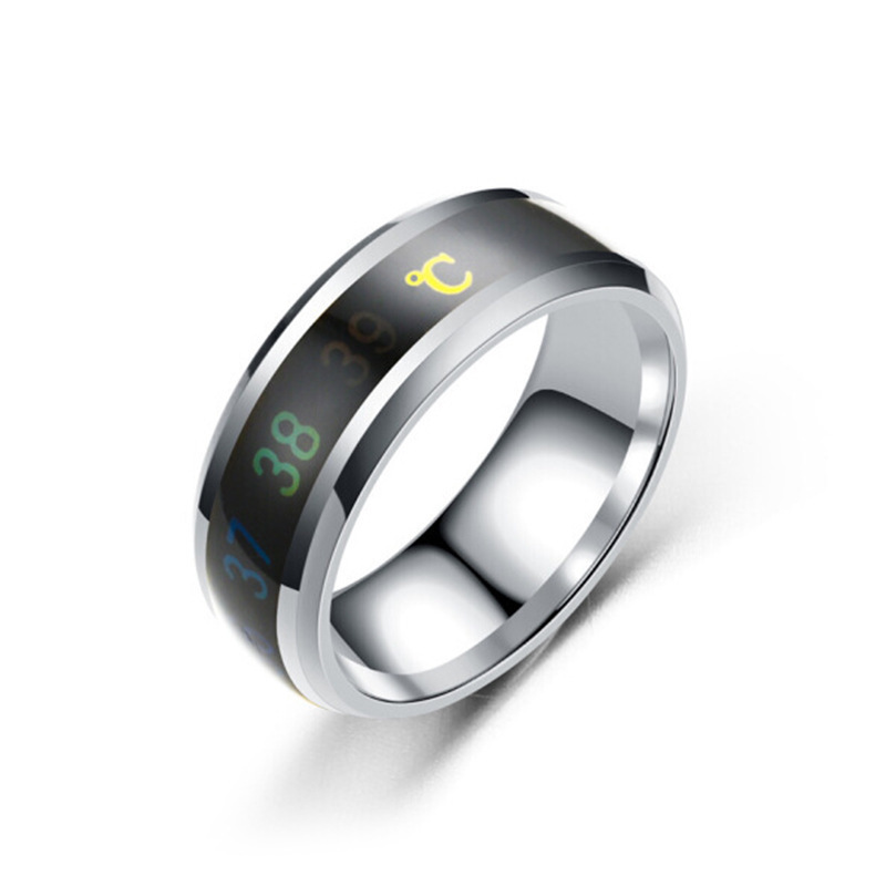 Personalized Intelligent Ring Automatic Color Change Temperature Sensing Ring Durable Stainless Steel Ring