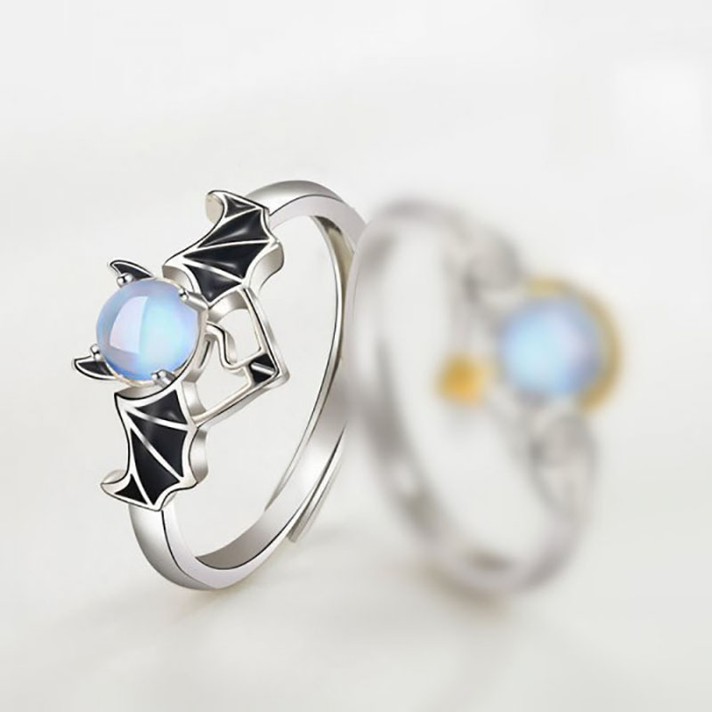 2024 Trendy Creative Angels And Demons Goodest Moonstone Rings Fashion Jewelry Adjustable Rings New Model Couple Rings for Gift