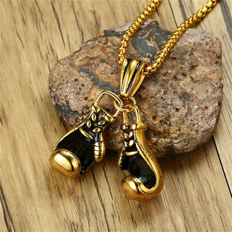 Hot Sale Mini Boxing Glove Necklace Gold Punk Jewelry Necklace Box Chain Boxing Gloves Necklace for Men Women