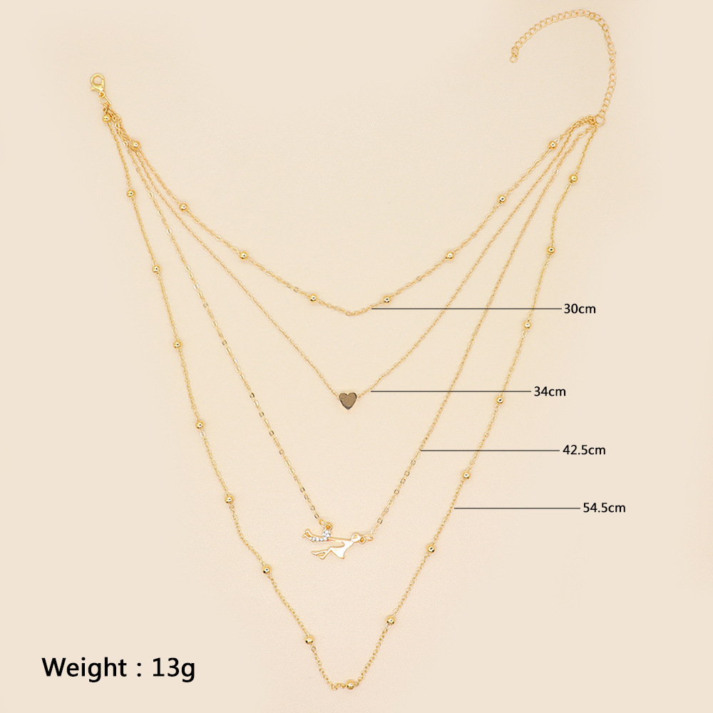 Fashion Multi Layered Gold Chain Necklace Mother's Day Gift Necklace Inlaid Zircon Mother Child Pendant Mama Necklace for Women