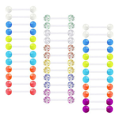 Flexible Acrylic Straight Tongue Barbell Nipple Ring Retainer Piercing Jewelry for Women Men