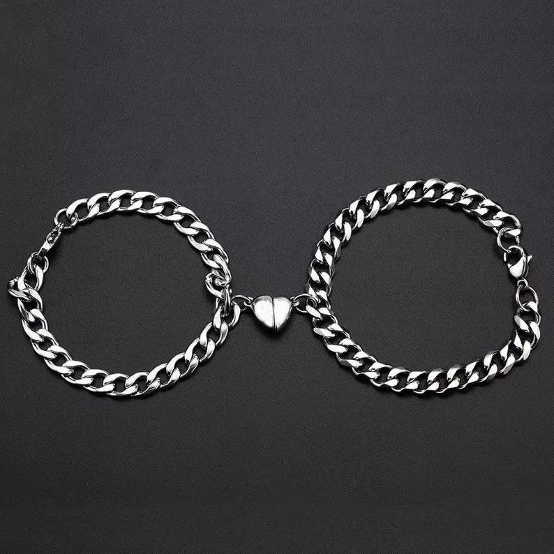 Hot Sale Adjustable Silver Color Bracelet Matching Infinite Love Bracelets Magnetic Heart Bracelet for Women Men Couples