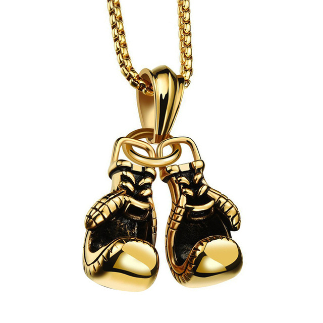 Hot Sale Mini Boxing Glove Necklace Gold Punk Jewelry Necklace Box Chain Boxing Gloves Necklace for Men Women