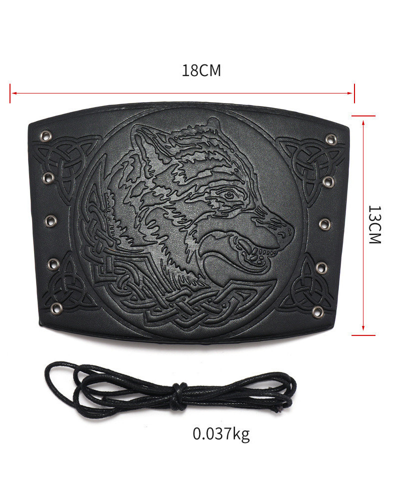 INS Hot Leather Wrist Support Gauntlet Wristband Rock Punk Wax Rope Lace-up Wolf Arm Bracelet Wide Bracer Arm Armor Cuff