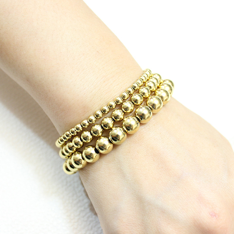 European American Beaded Bracelet Gold Plated Stainless Steel Bead Bracelet Fashion Simple Elastic Enewton Bracelets for Women