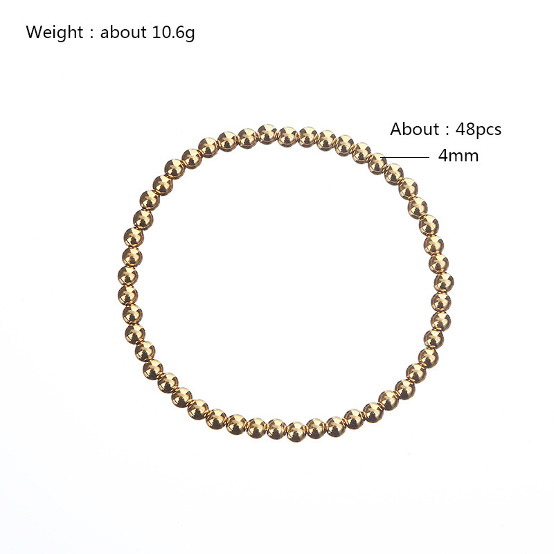 European American Beaded Bracelet Gold Plated Stainless Steel Bead Bracelet Fashion Simple Elastic Enewton Bracelets for Women