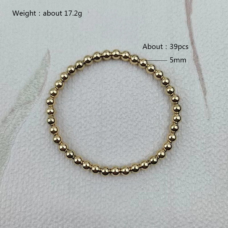 European American Beaded Bracelet Gold Plated Stainless Steel Bead Bracelet Fashion Simple Elastic Enewton Bracelets for Women