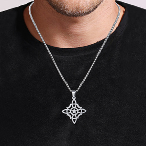 New Ethnic Trend Quartet Celtic Knot Pendant Necklace Cross Irish Knot Pendant Necklace for Men