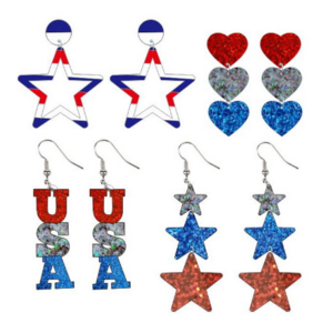 American Independence Day Red White And Blue Stripe Flag Earrings Fourth Of July Earrings For women