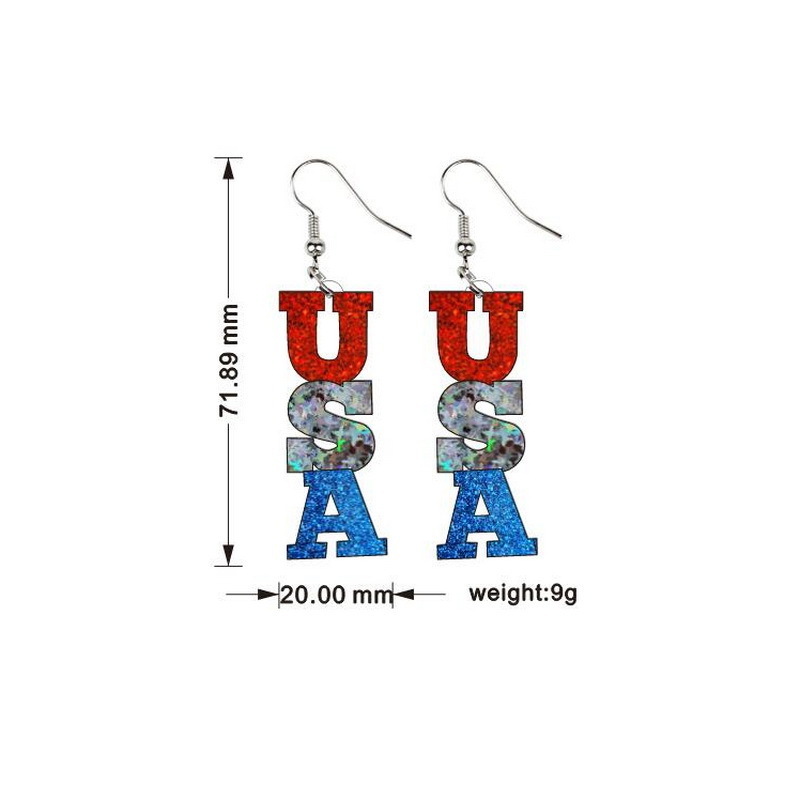 American Independence Day Red White And Blue Stripe Flag Earrings Fourth Of July Earrings For women