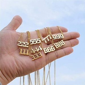 18K Gold Plated Stainless Steel Necklace 111 222 333 444 555 666 777 888 999 000 Necklace Dainty Angel Number Necklace for Women