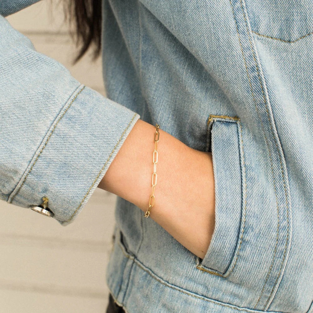 2024 Fashion Gold Paper Clip Chain Diamond Initial Letter Bracelet alloy Word Bracelets for Women Girls