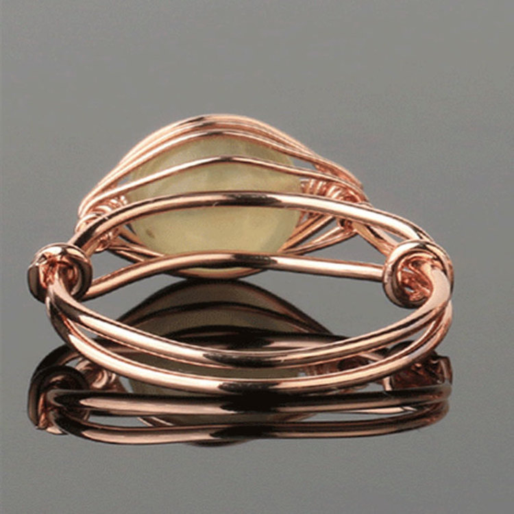 Rose Gold Plated Gemstone Rings Women Natural Healing Stone Rose Quartz Amethyst Opal Ring Wire Wrapped Carnelian Crystal Ring