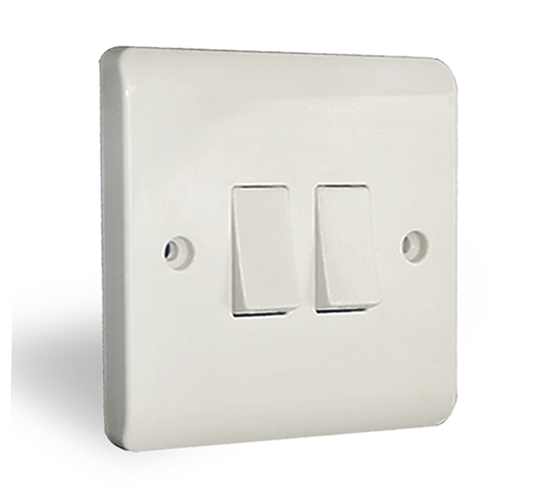 CE CB 10A 2 Gang 1 Way Electric Light Switch