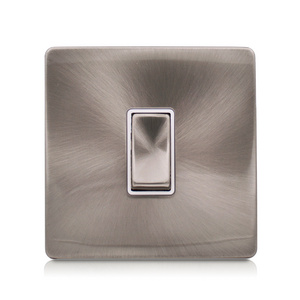 BS Stainless Steel Screwless Chrome Satin10A Metal Electric Light Wall Switch