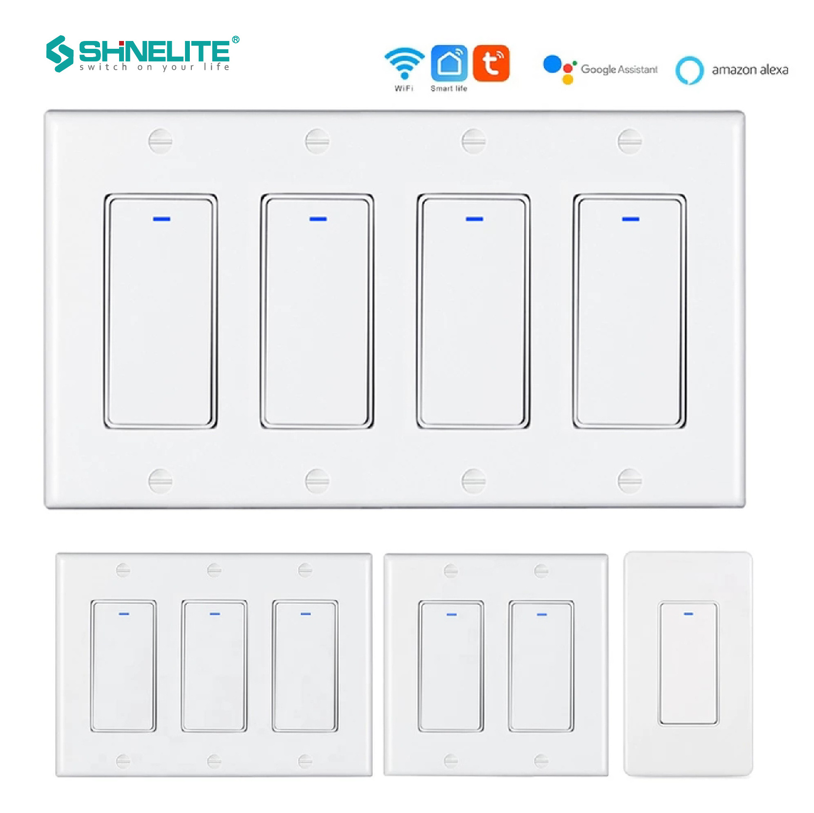 2024 EU UK Zigbee Tuya Wifi Smart Wall Switches Home Light Touch Switch  Dimmer  4 Gang Factory Price