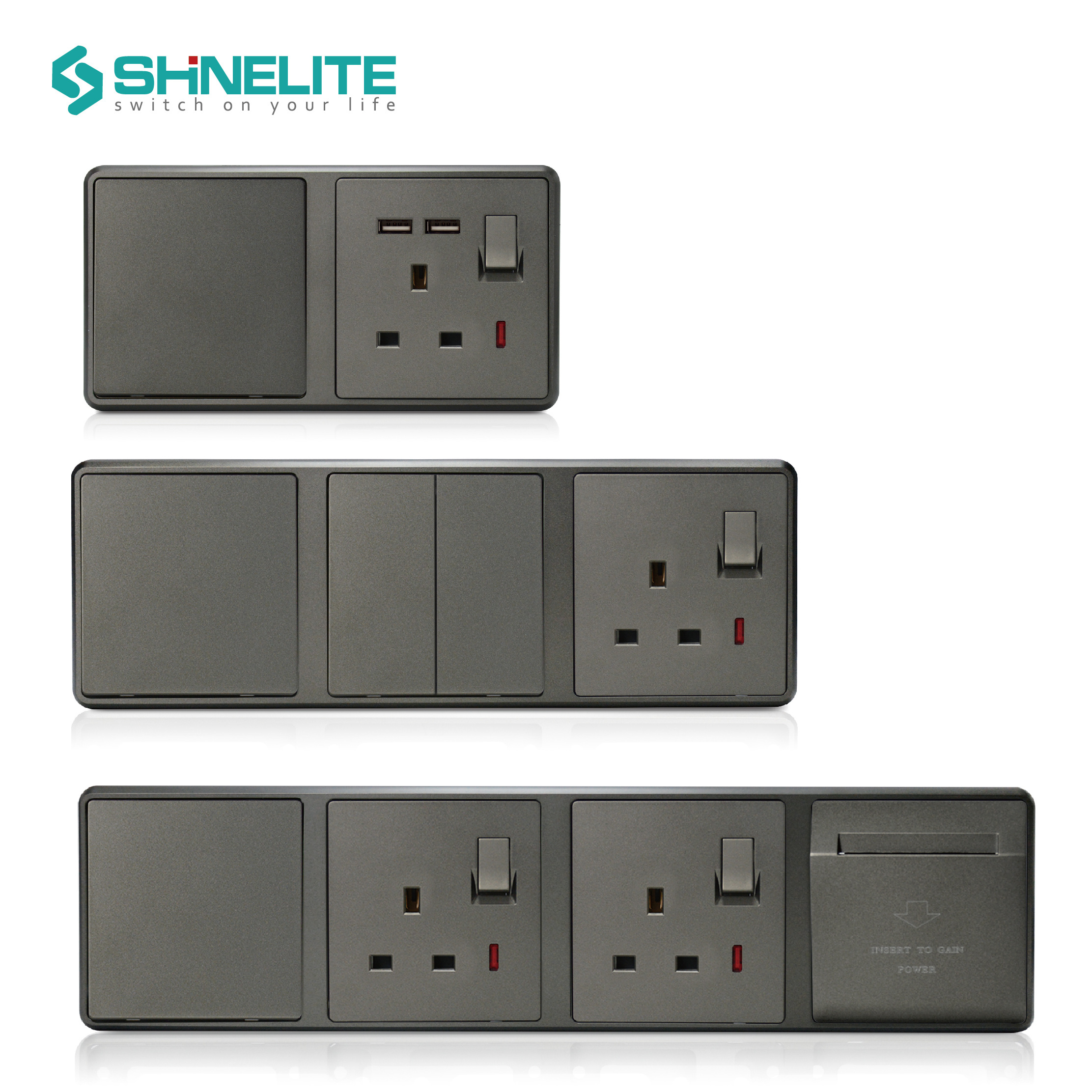 SHINELITE 2024 new design High Quality 15 years guarantee Modular switch socket 10A 16A Wall Light Switch Electrical Switch