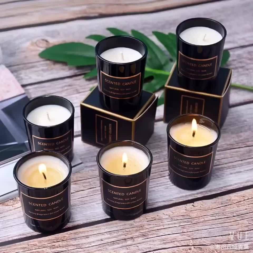 Wholesale 3 Pack Black Gift Box Aromatherapy Home Scented Small Clearance For Stress Relief Cotton Wick Organic Soy Candles