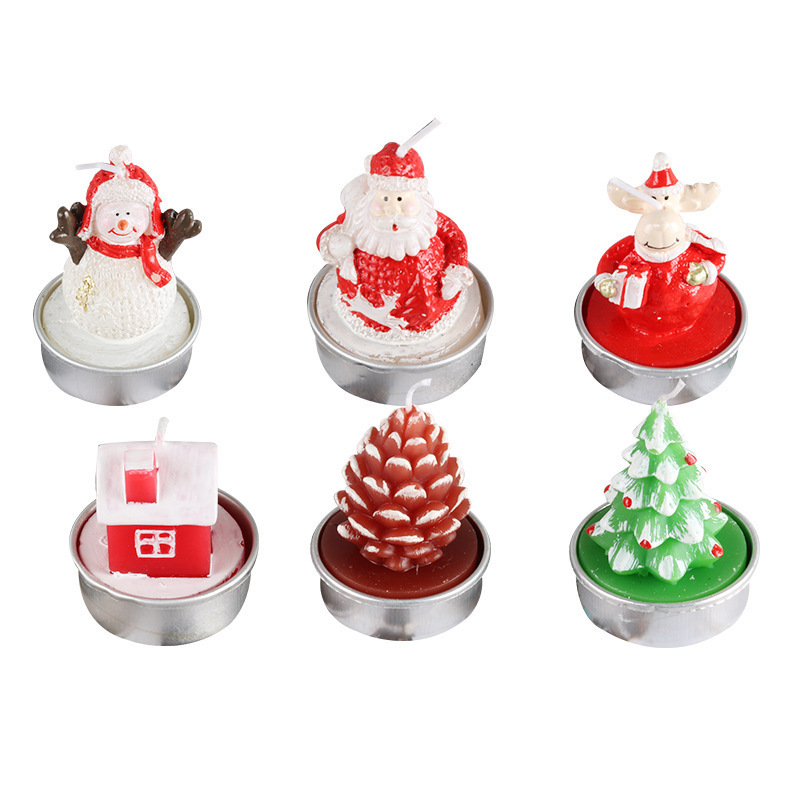 Shiyan 2023 RTS in stock Elk cute animals wax candles Christmas candle set gift box Santa Christmas tree snowman custom candles