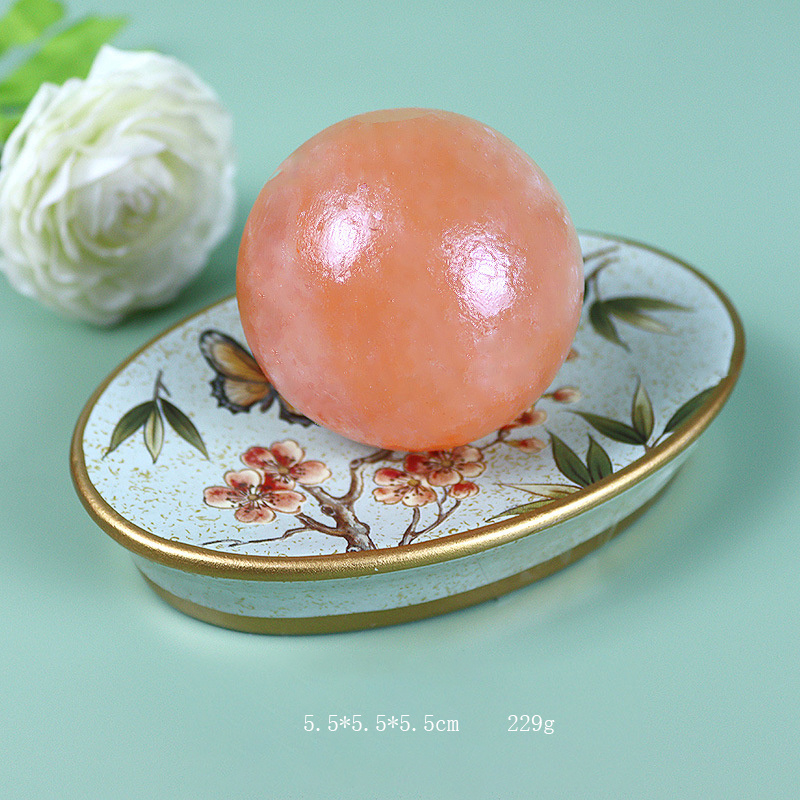 Shiyan Spherical Himalayan Salt Soap Rose body massage soap Skin Massage Bars Heated Warm Stone for Spa Therapy Relaxing