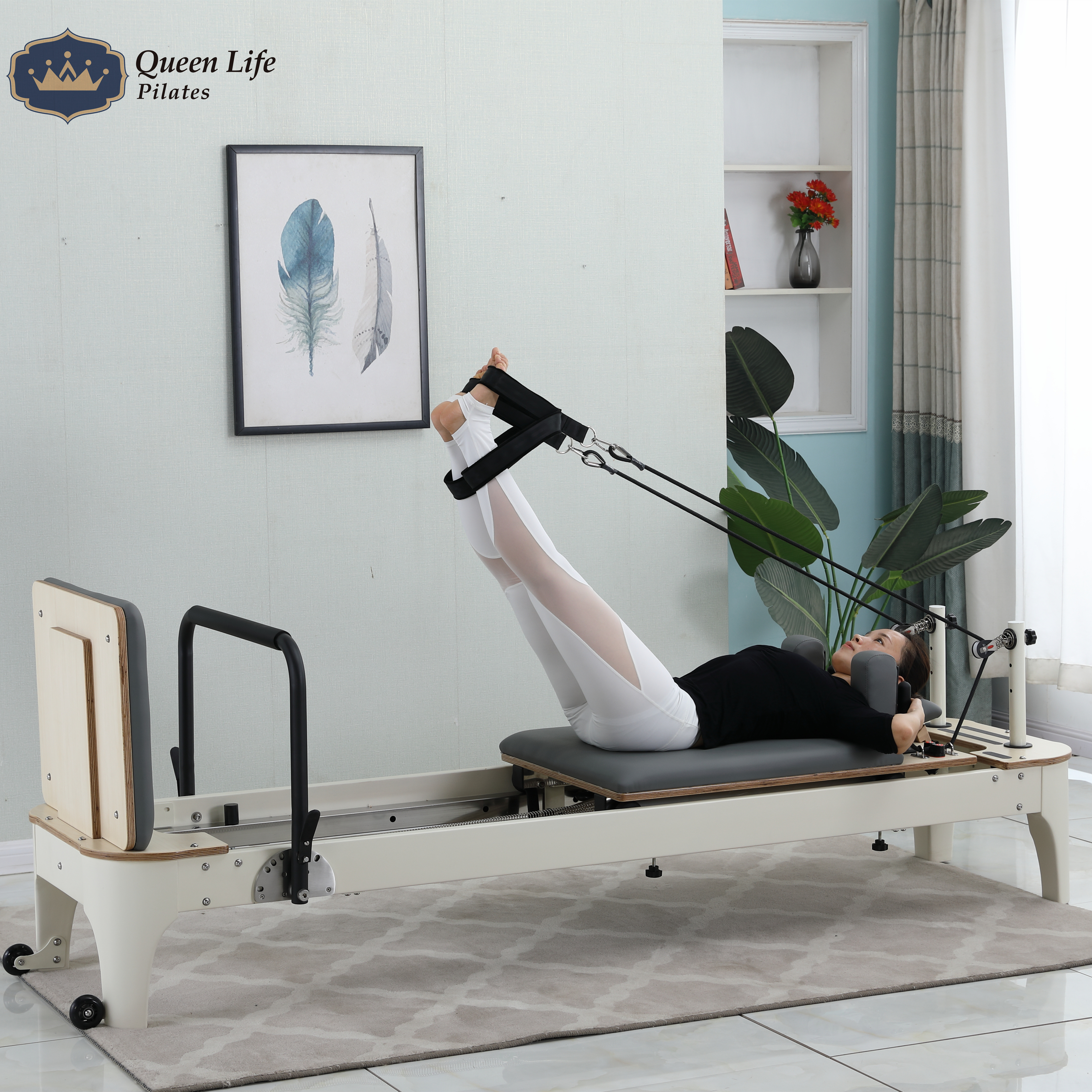 QueenLife New design pilates studio Home White Wood gym reformer pilates machine for sale