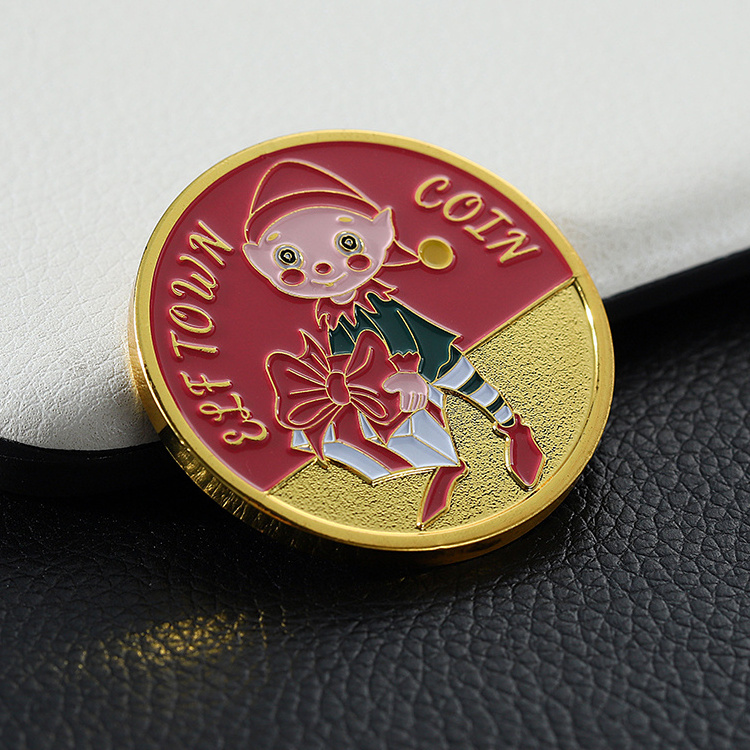 Christmas Gift Souvenir Custom Enamel Coin Zinc Alloy Challenge Coin Santa Christmas Coin with Gift Box