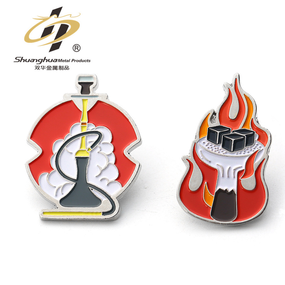 Manufacturer Custom Pins 2d 3d Soft Enamel Pin Badge Metal Fire Shape Red Funny Enamel Pins Set