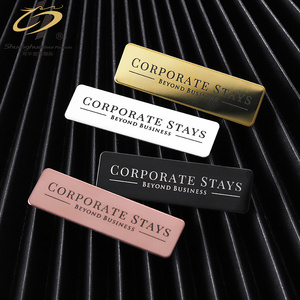 Custom Blank Hotel Uniform Staff Name Tags Badge Logo Stainless Steel Black Gold Sliver Copper Safety Pin for Name Badges