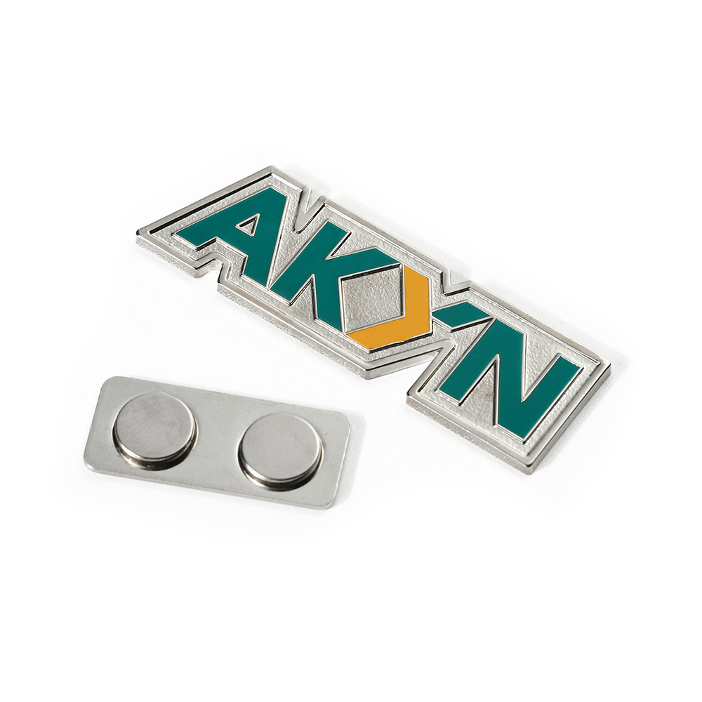 Personalised Metal Zinc Alloy Name Badge Magnets Soft Enamel Pins Custom Company Logo Employees Name Tag Badge