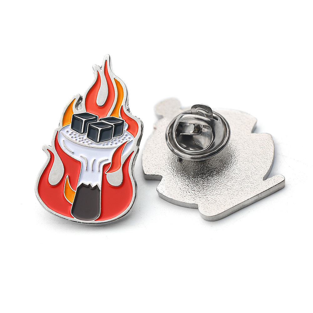 Manufacturer Custom Pins 2d 3d Soft Enamel Pin Badge Metal Fire Shape Red Funny Enamel Pins Set