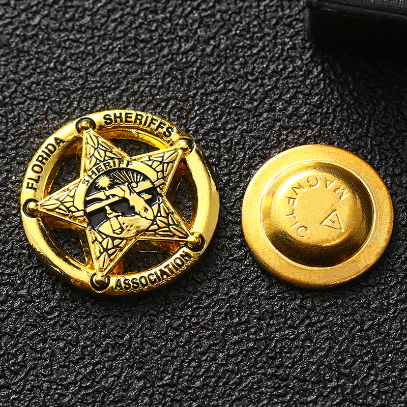 Metal iron material custom 3D magnet gold pin badges