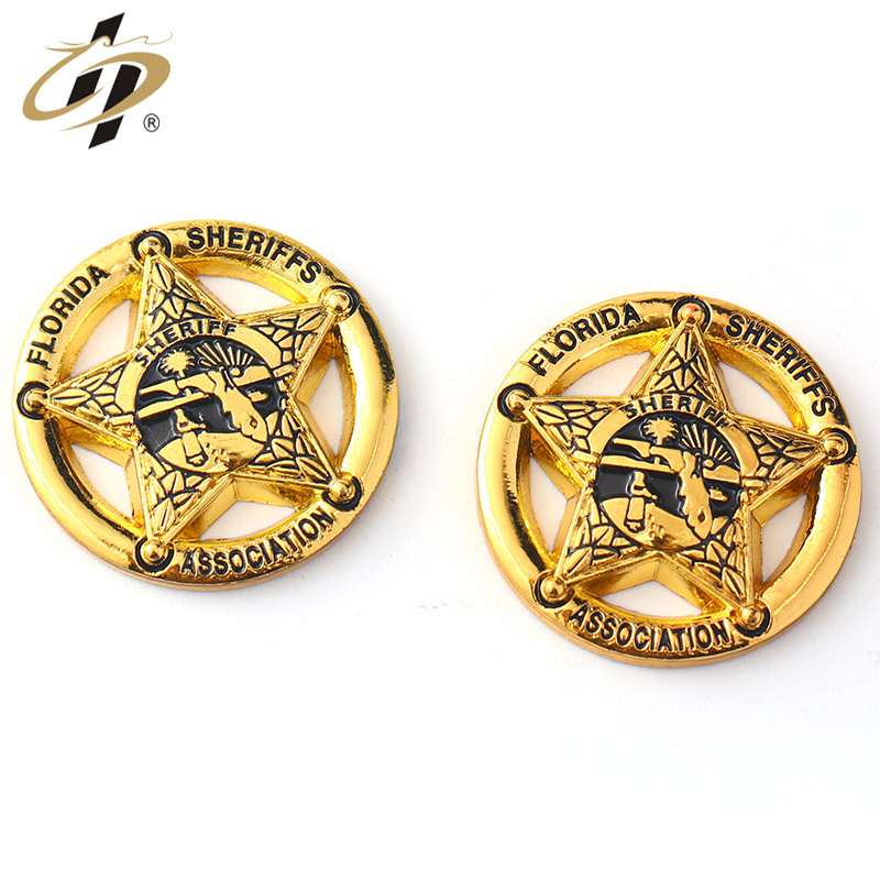 Metal iron material custom 3D magnet gold pin badges