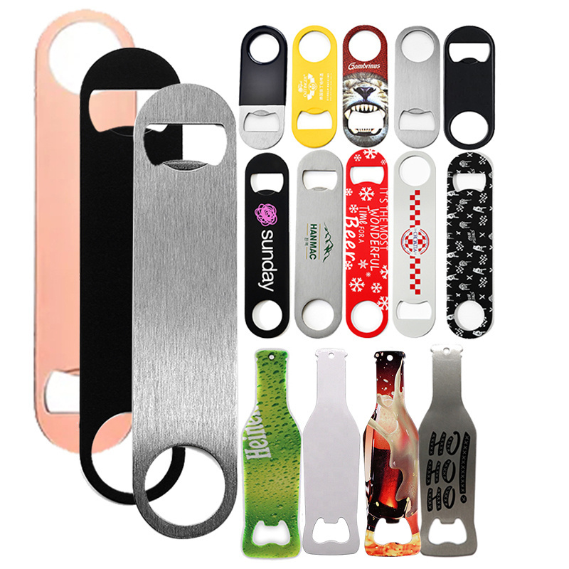 Personalized Bottle Opener Reversible Printed Flat Stainless Steels Openers Blank Bar Blade Speed Metal Beer Bottle Opener