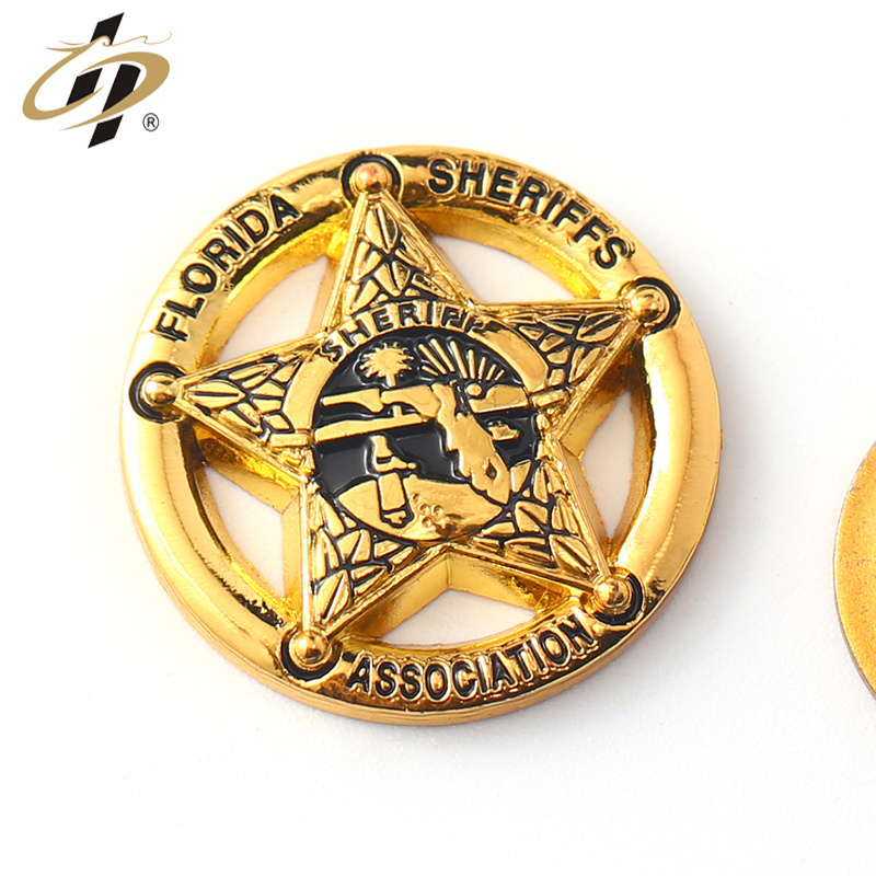 Metal iron material custom 3D magnet gold pin badges