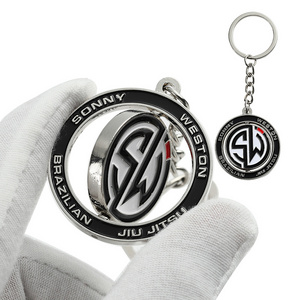 Personalized Custom Keychain 360 Degree Rotating Spinning Metal Key Chains Keyring 3D Enamel Spinner Keychain for Souvenirs Gift