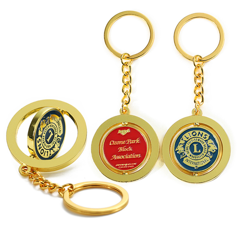 Personalized Custom Keychain 360 Degree Rotating Spinning Metal Key Chains Keyring 3D Enamel Spinner Keychain for Souvenirs Gift