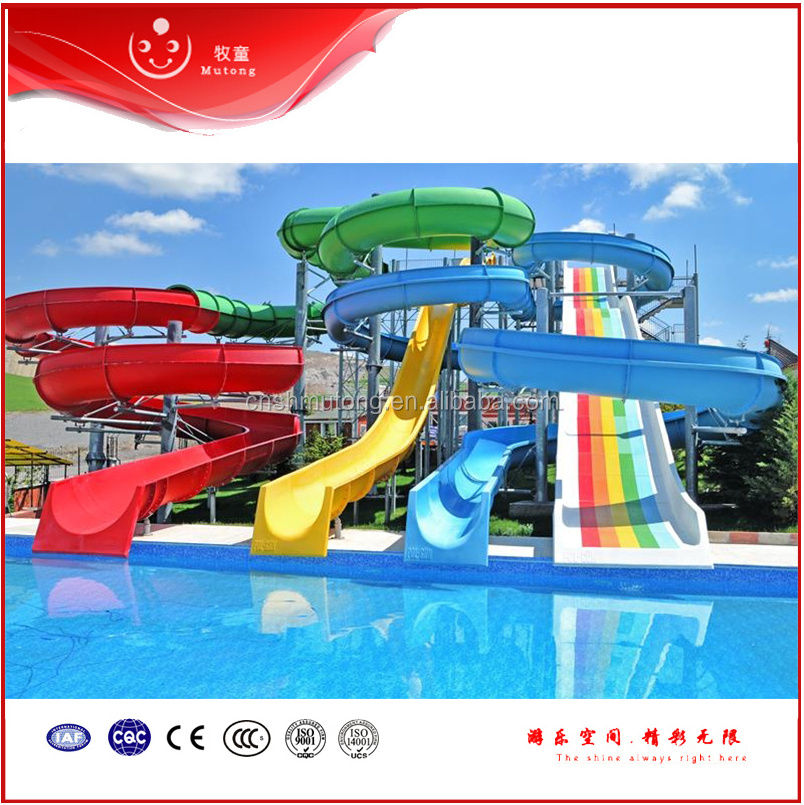 Aqua Play Spiral Water Body Slide Two Lanes Racing Fiberglass Slide