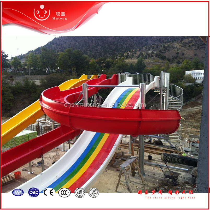 Popular Fiberglass Spiral Water Slides Swimming Pool Slide For Sale