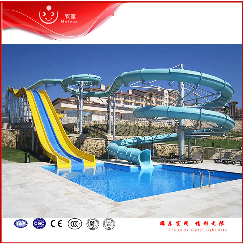 Commercial Aquapark Spiral Slide Fiberglass Slides Combination Spiral & Straight Slide