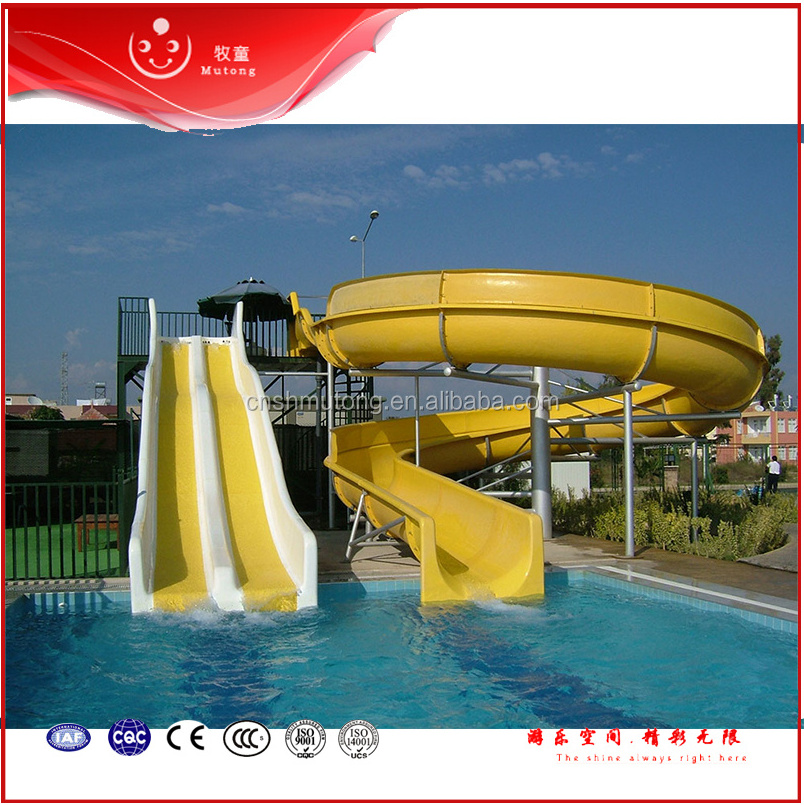 Aqua Play Spiral Water Body Slide Two Lanes Racing Fiberglass Slide