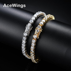 BB019 3mm 4mm 5mm Brass Zircon Tennis Chain Bracelet Hip hop Jewelry Gold Silver Material Men CZ Bracelet Iced Out