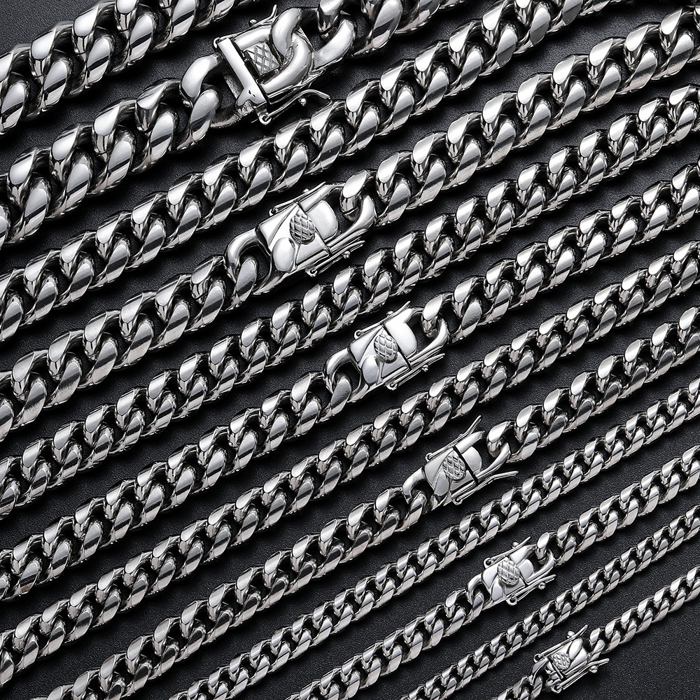 SC003 6mm 8mm 10mm 12mm 14mm 18mm Stainless Steel Cuban link chain Hip Hop Chain Necklace mens necklace chain