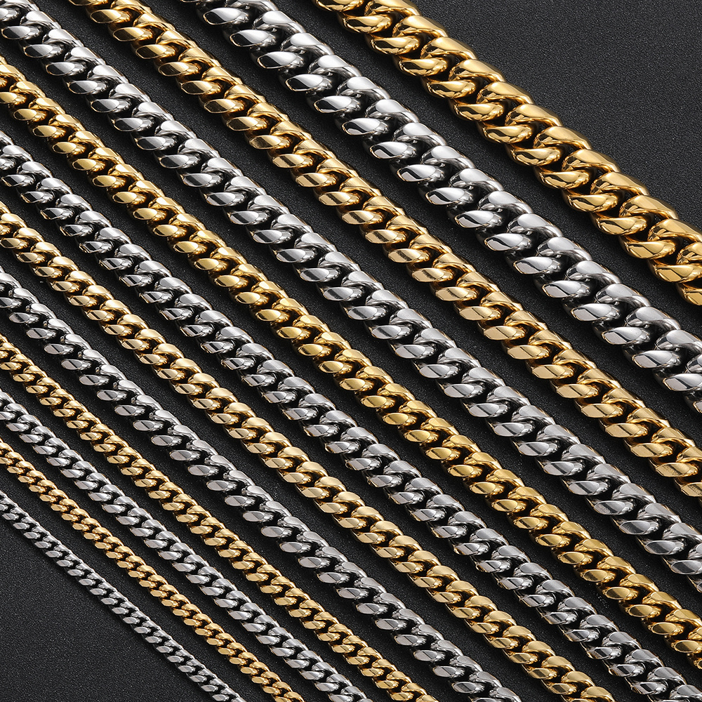 SC003 6mm 8mm 10mm 12mm 14mm 18mm Stainless Steel Cuban link chain Hip Hop Chain Necklace mens necklace chain