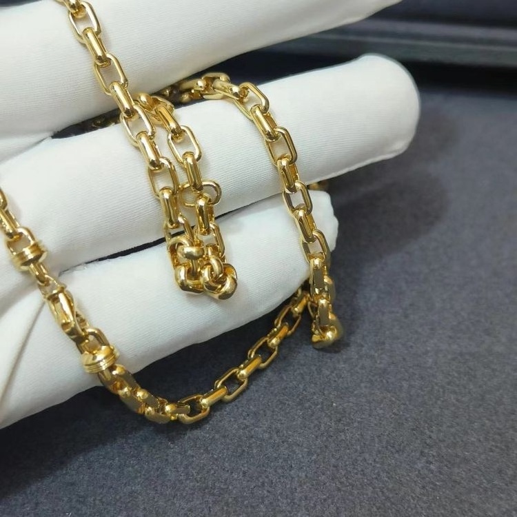 18k gold 4.1mm cylindrical chain AU750 bold men's chain