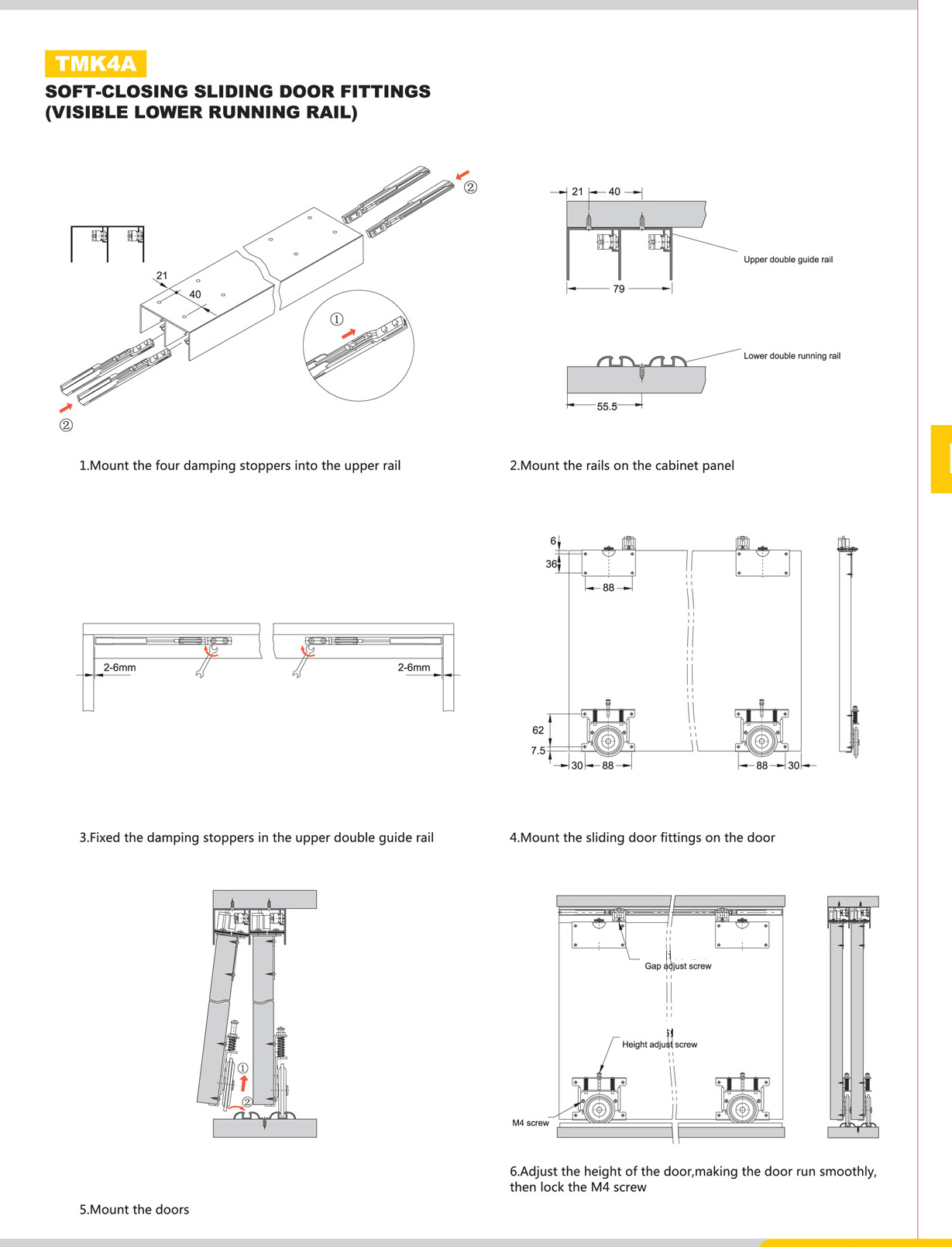 TMK4A sliding door system sliding door rollers sliding door hardware