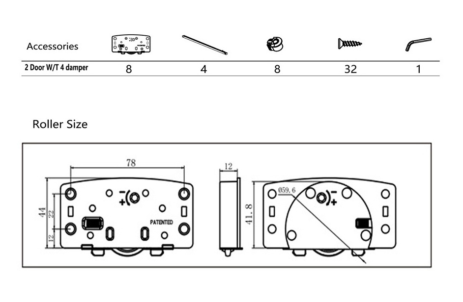 TMO4 wardrobe two door using sliding door fittings soft close sliding door rollers