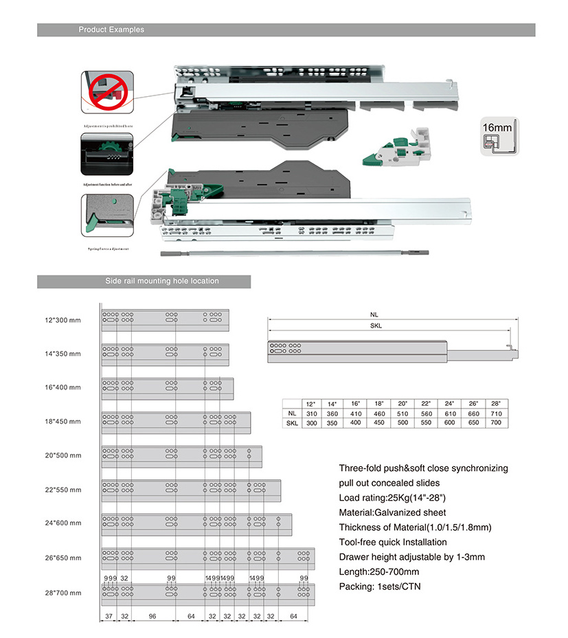 DSCA push to open and soft closing drawer slide